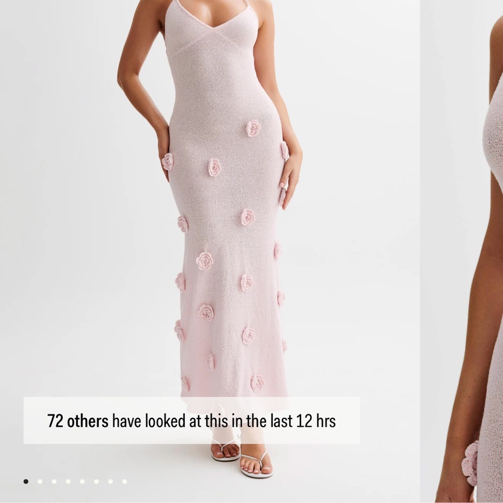 Meshki Pink Maxi Dress with Floral Appliqués